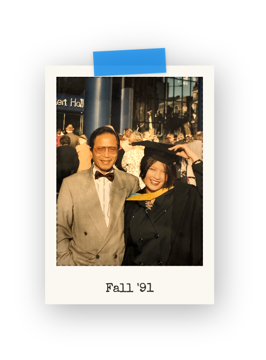Alice at her graduation in Fall '91, with her father